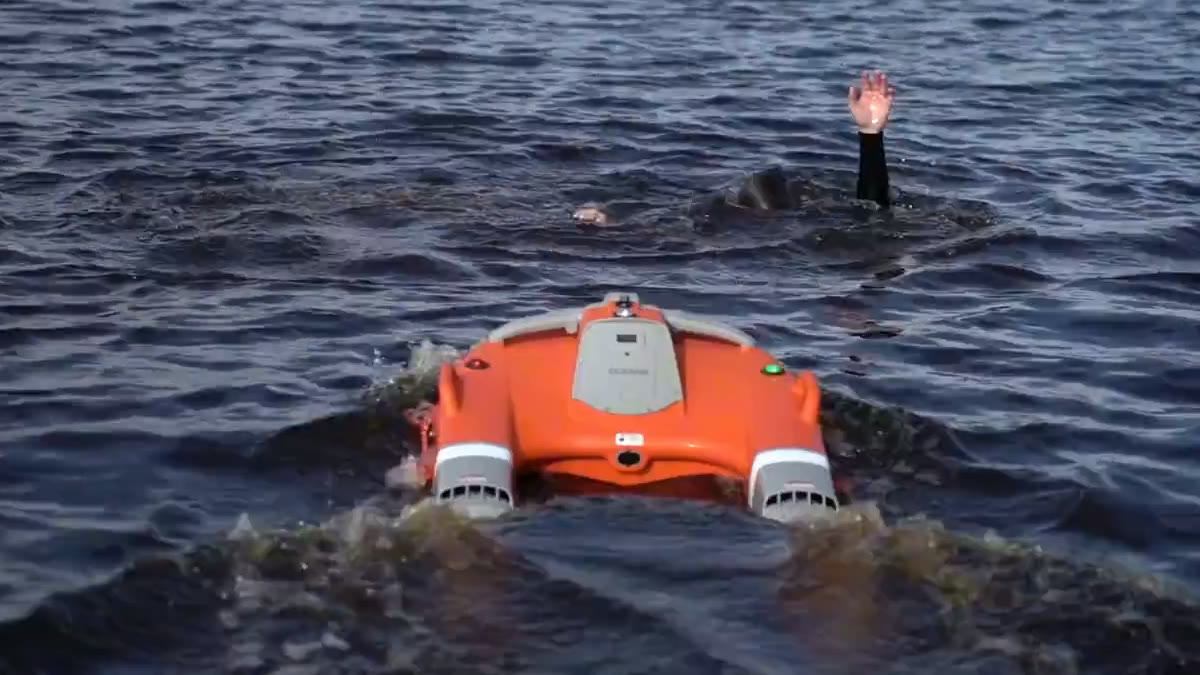 Dolphin D3+ indo em direção a uma vítima que acena na água